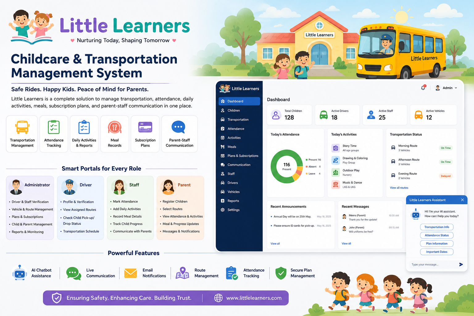 Little Learners – Child Transportation and Daycare Management System