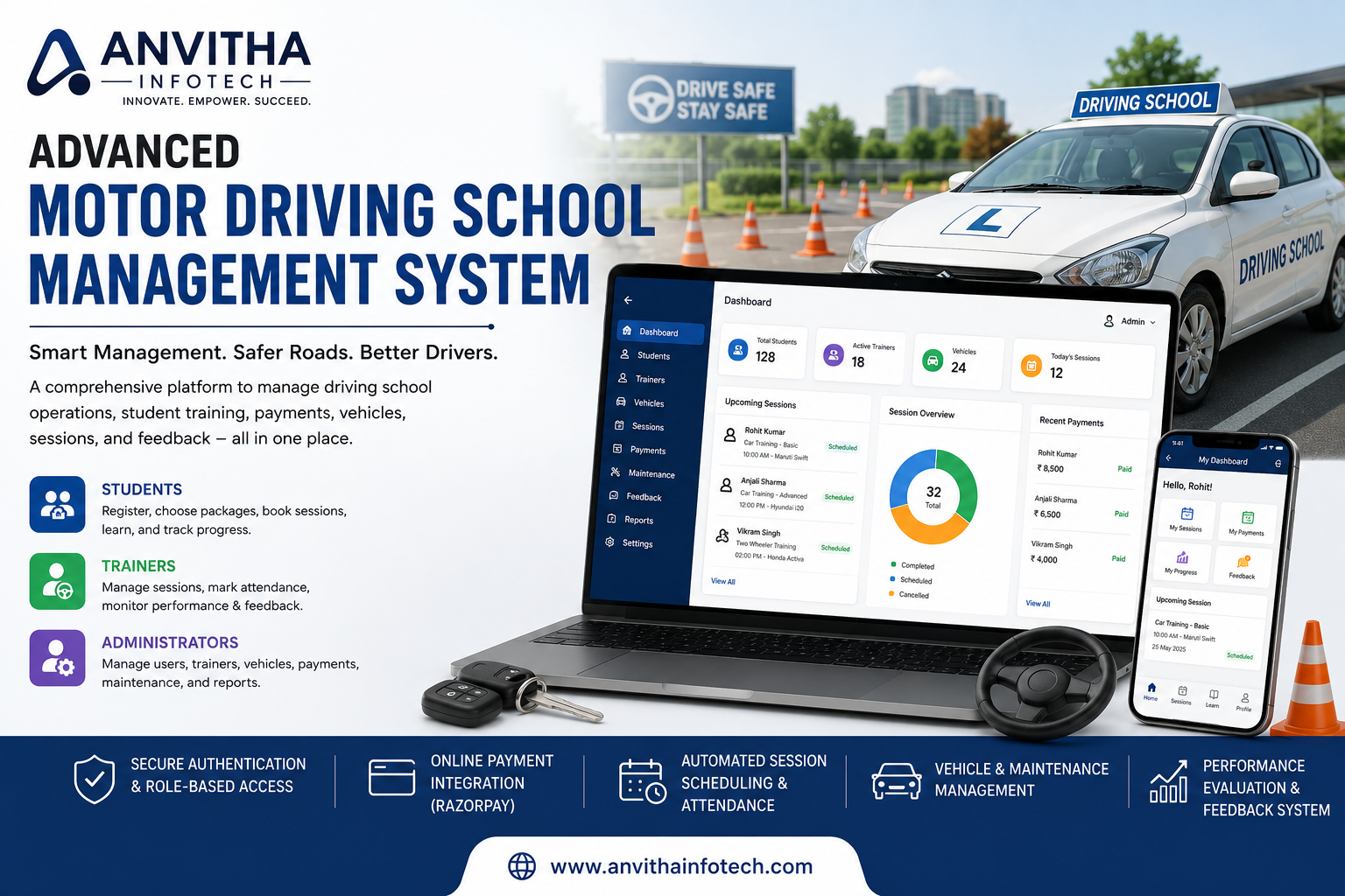 Advanced Motor Driving School Management System