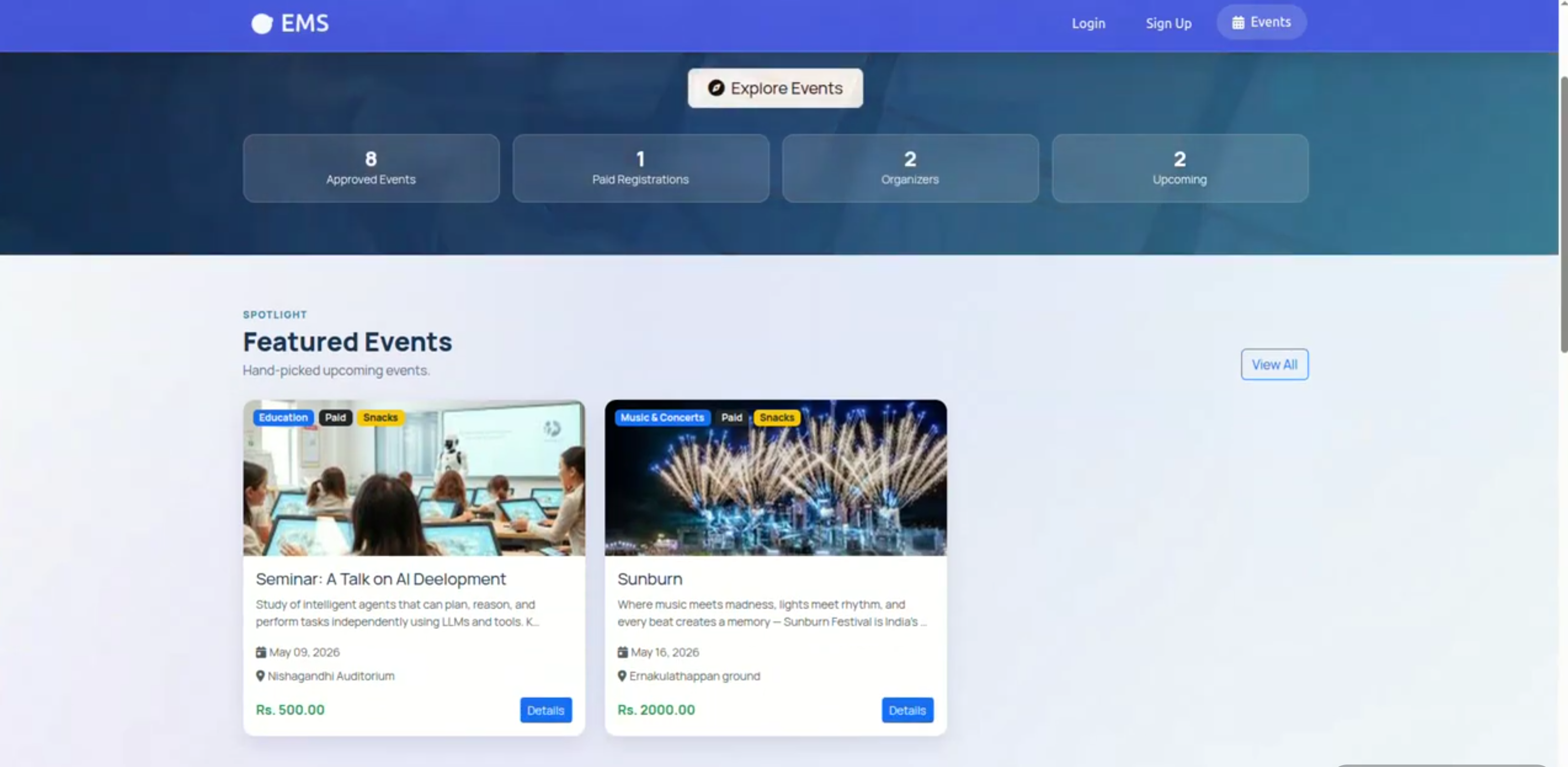Screenshot 1 of Event Management System