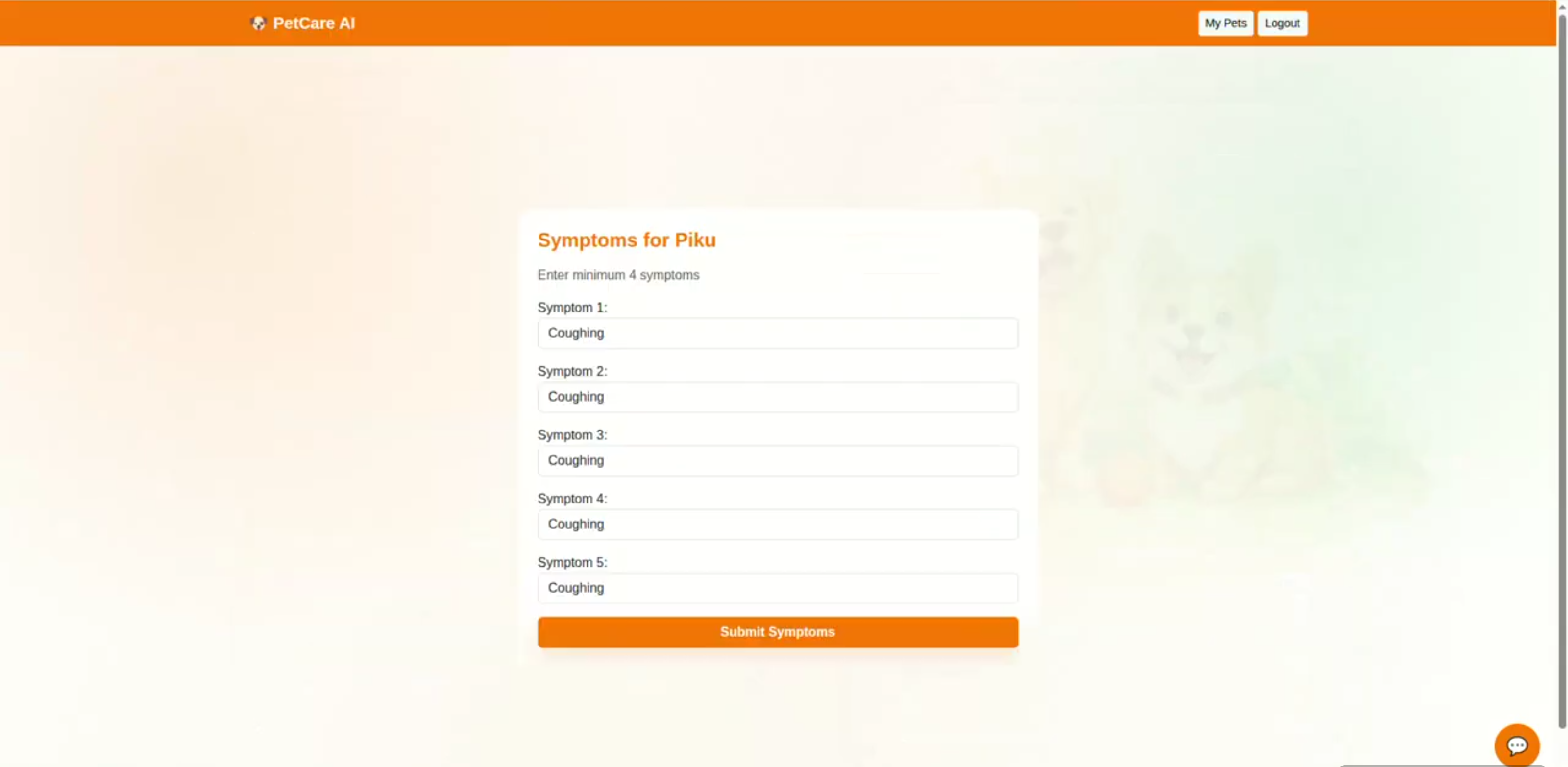 Screenshot 4 of Pet Disease Prediction System