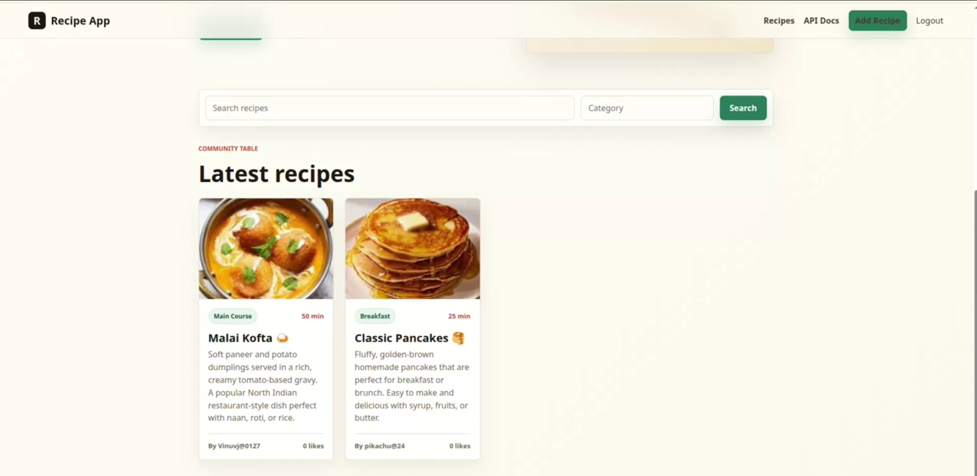 Screenshot 4 of Recipe Sharing Application
