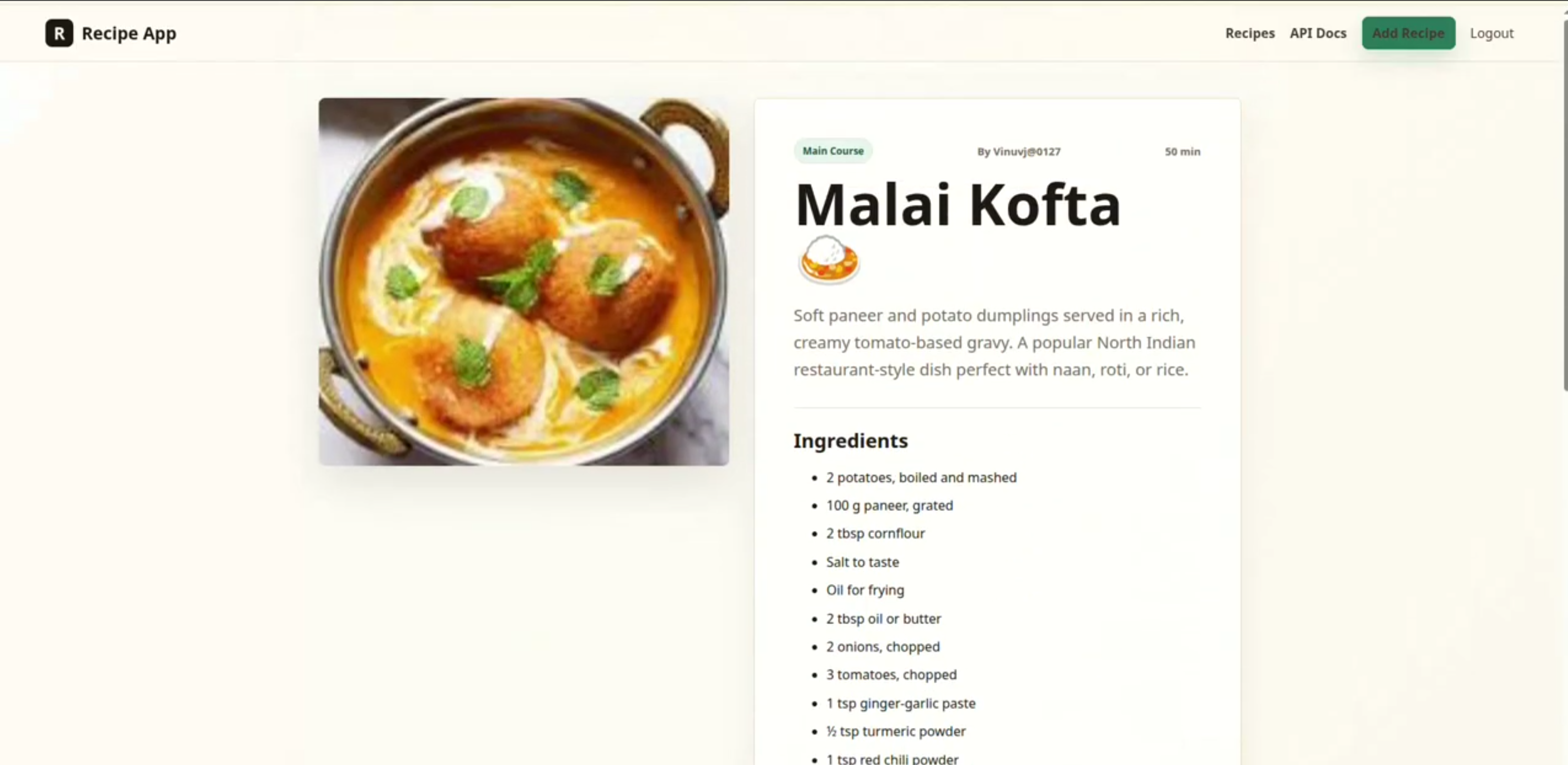 Screenshot 3 of Recipe Sharing Application