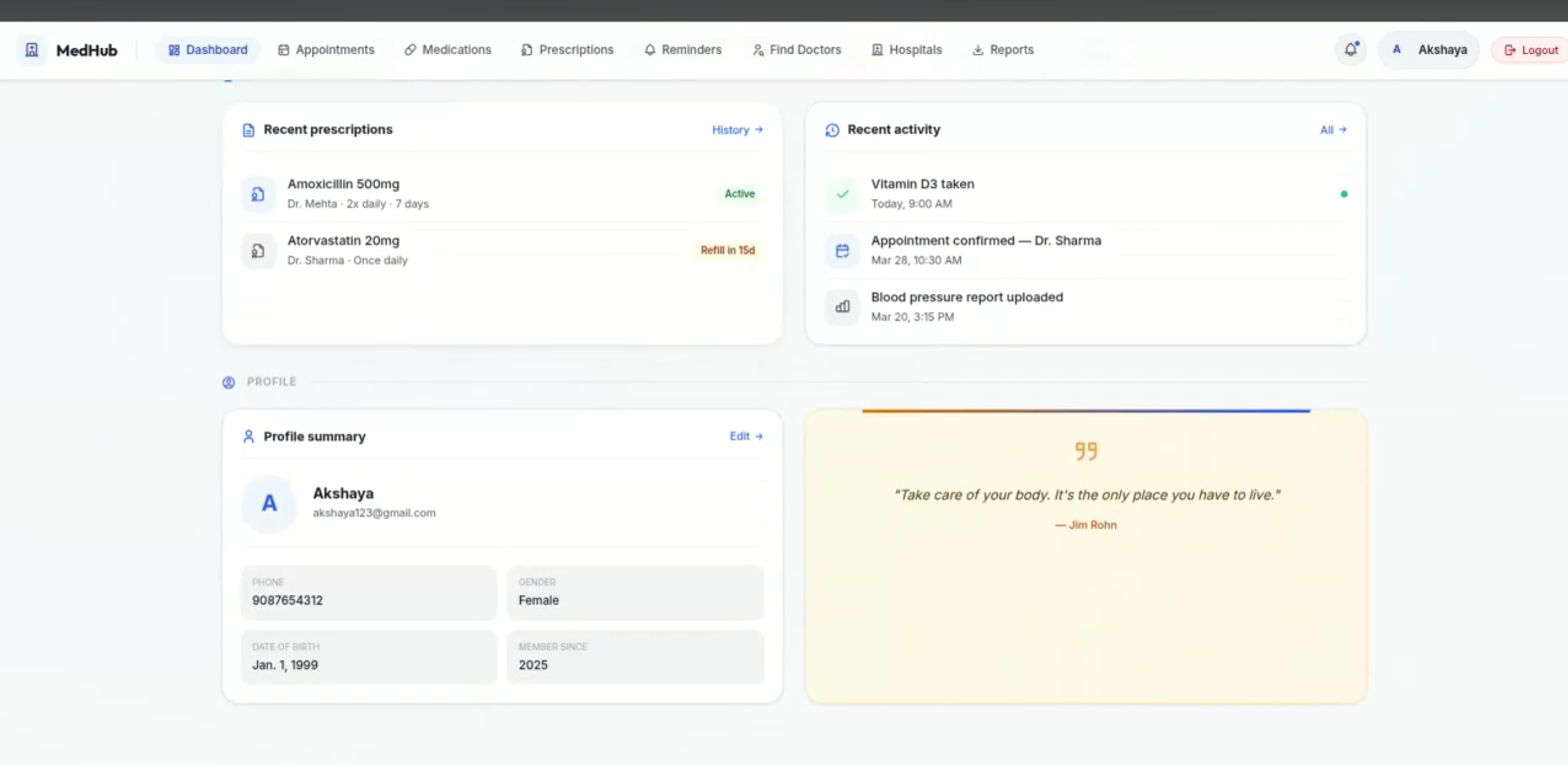 Screenshot 3 of MedHub – Smart Healthcare Appointment and Medication Management System