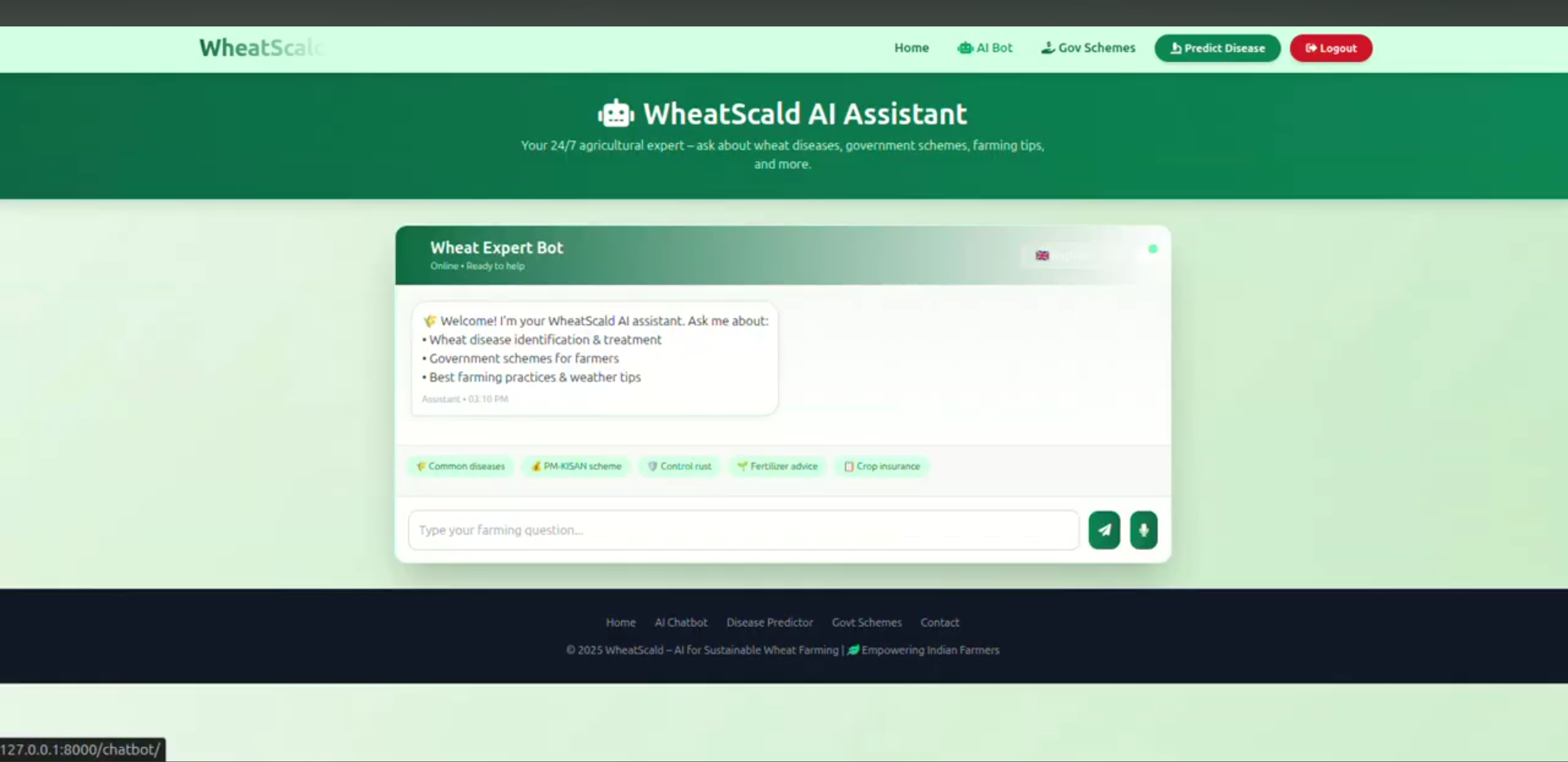 Screenshot 3 of Wheat Disease Detection and Multilingual Agricultural Assistance System