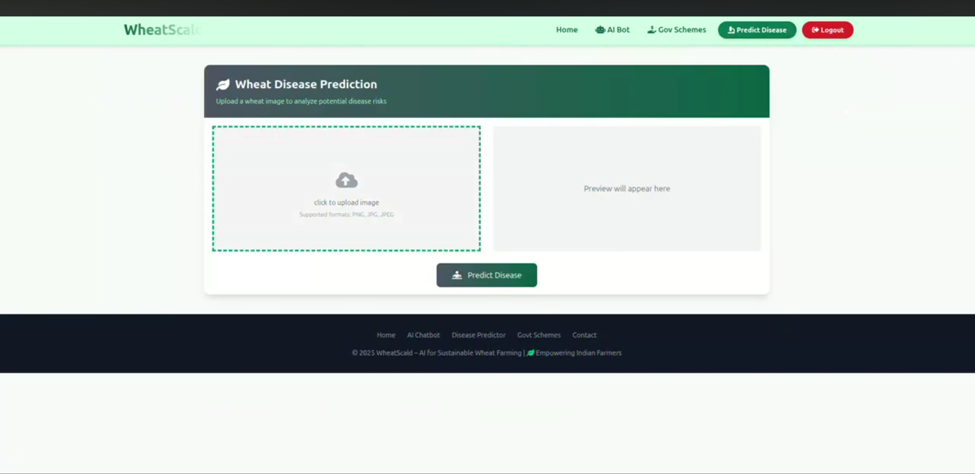 Screenshot 1 of Wheat Disease Detection and Multilingual Agricultural Assistance System