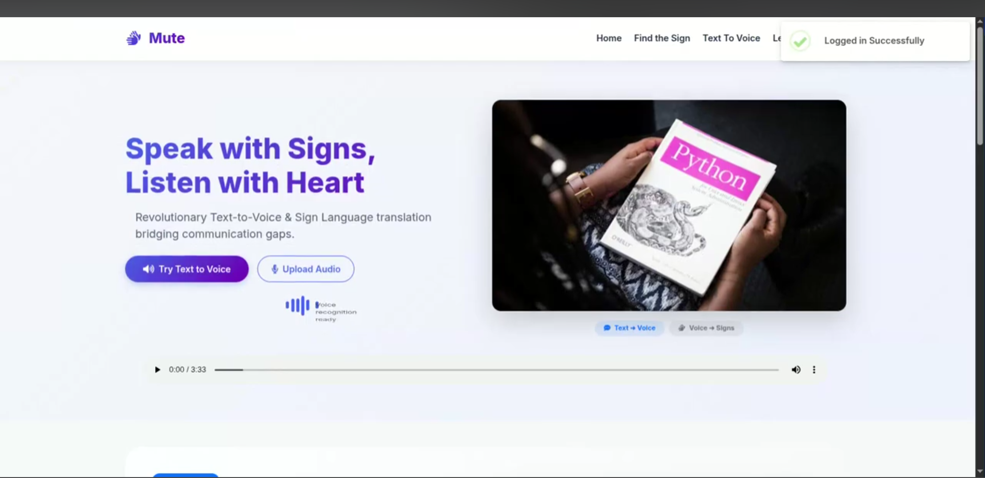 Screenshot 4 of Indian Sign Language Recognition and Personalized Voice Cloning System
