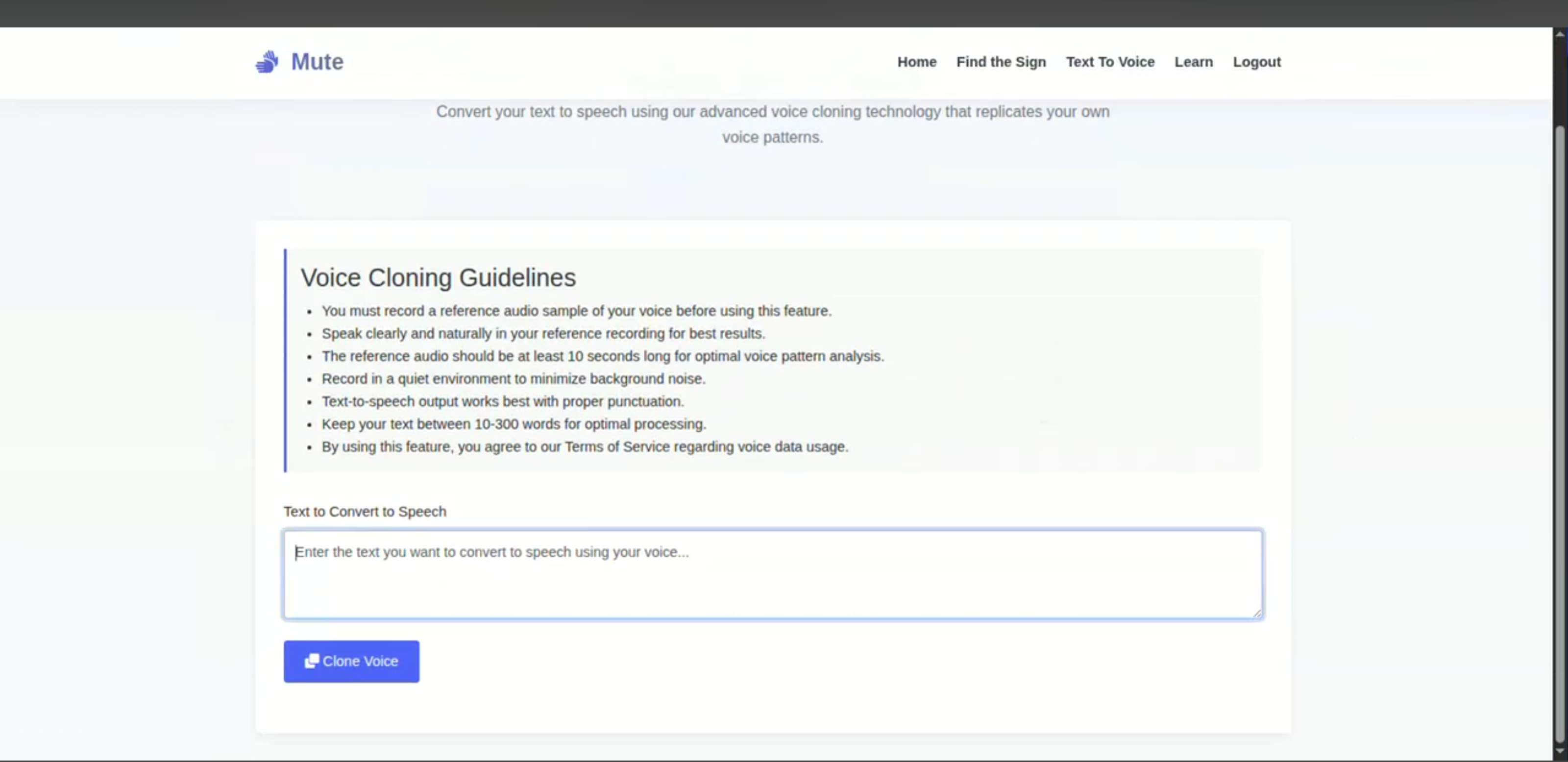 Screenshot 2 of Indian Sign Language Recognition and Personalized Voice Cloning System