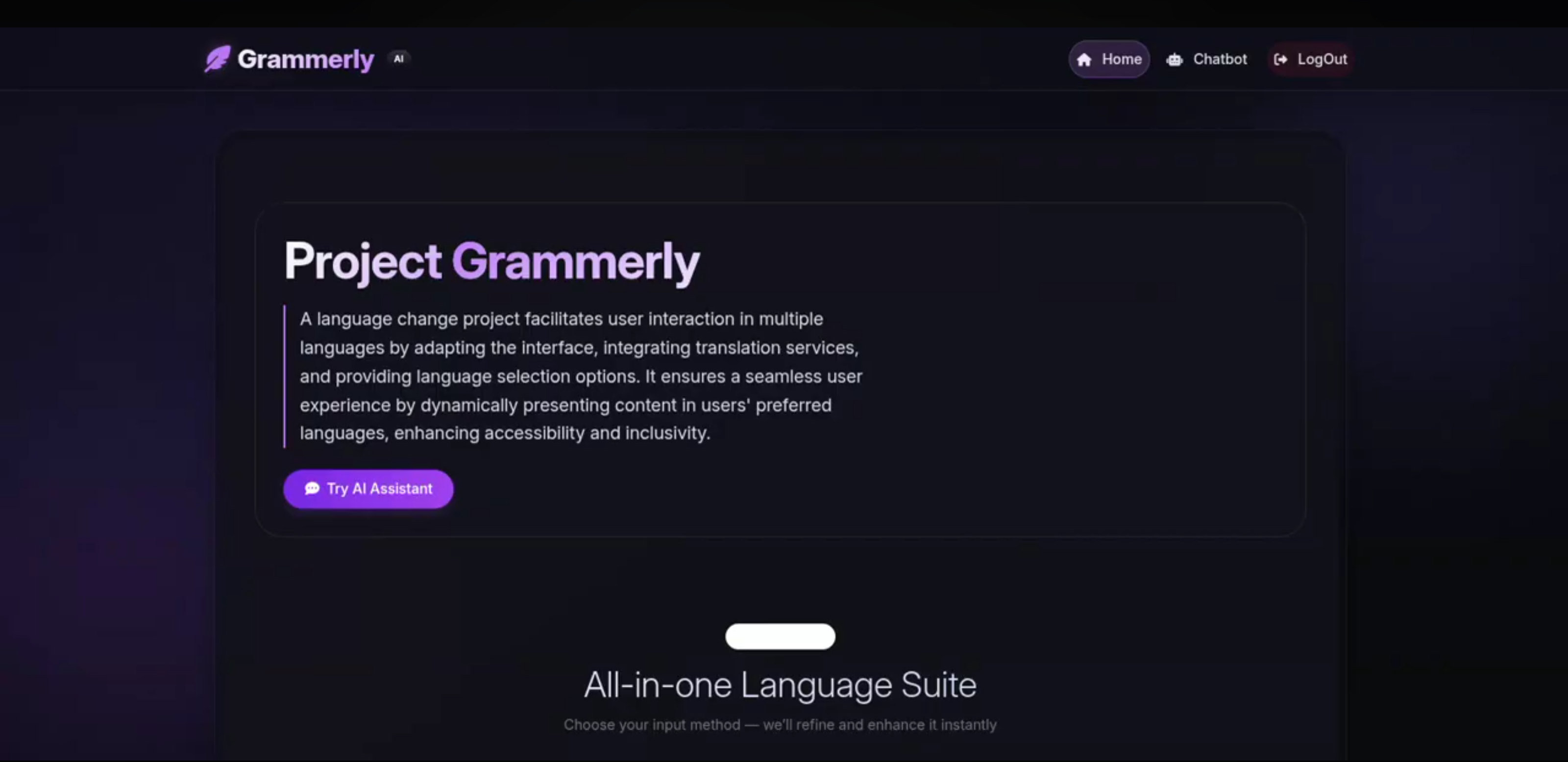 Screenshot 3 of Grammar Correction and Multilingual Language Processing System