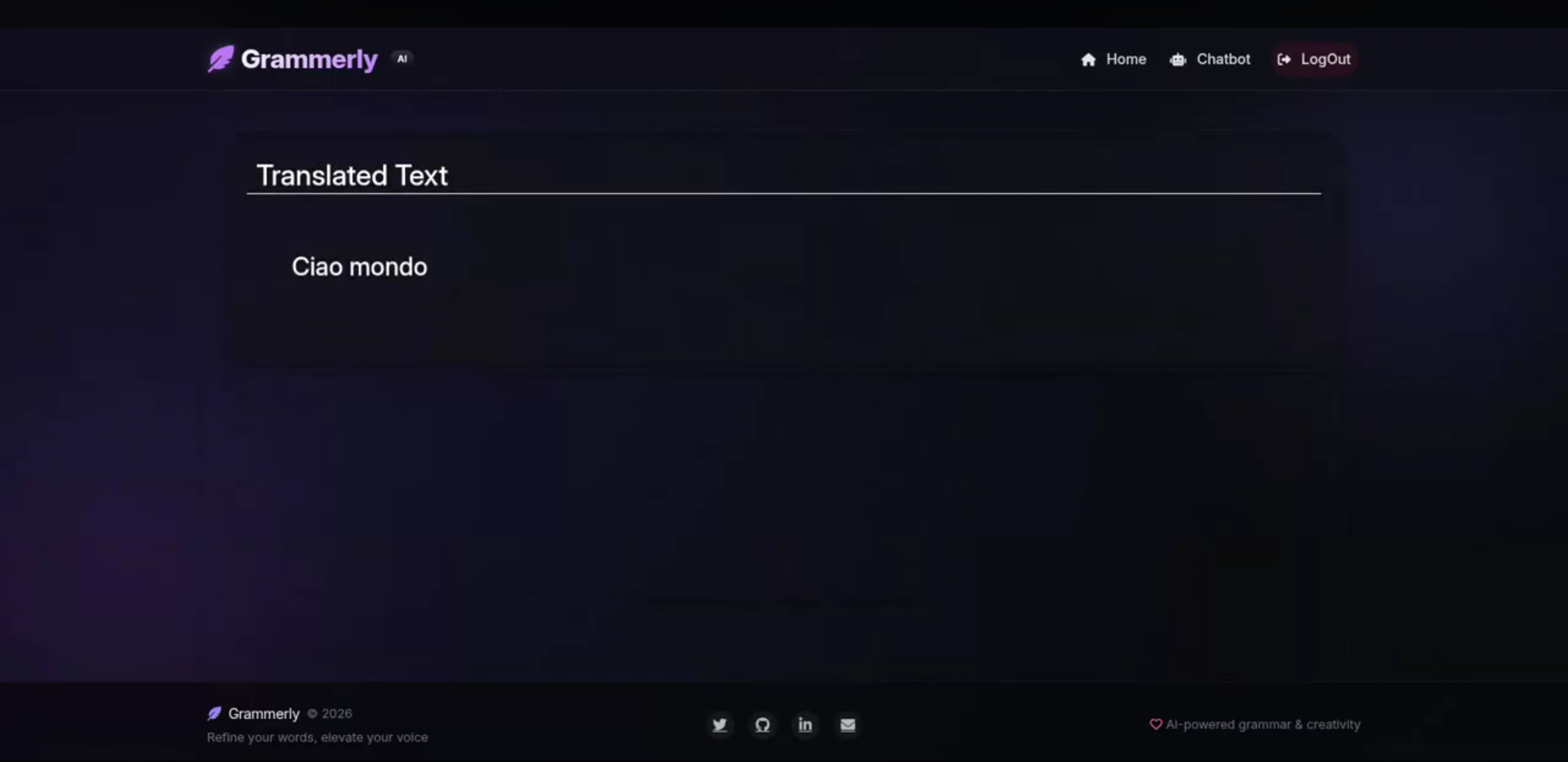Screenshot 1 of Grammar Correction and Multilingual Language Processing System