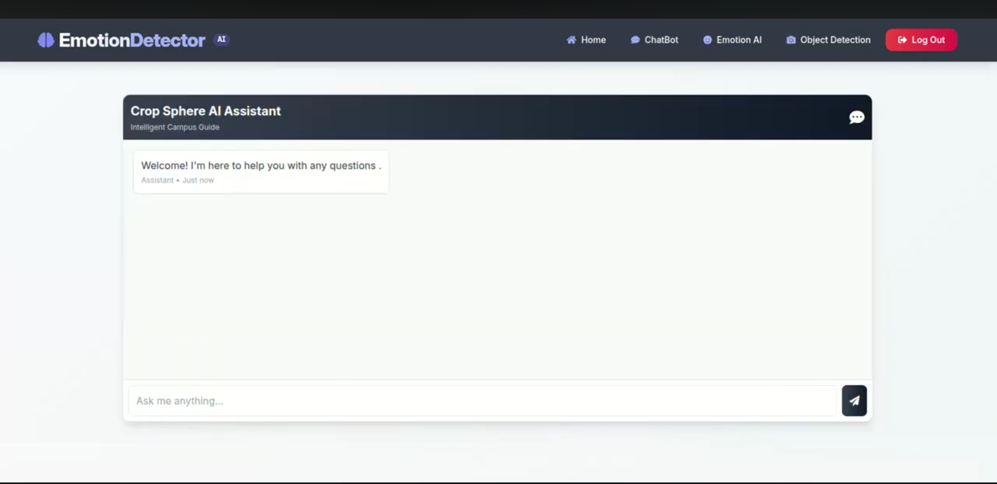 Screenshot 1 of EmotionSense AI: Emotion-Aware Virtual Assistant with Real-Time Object Detection