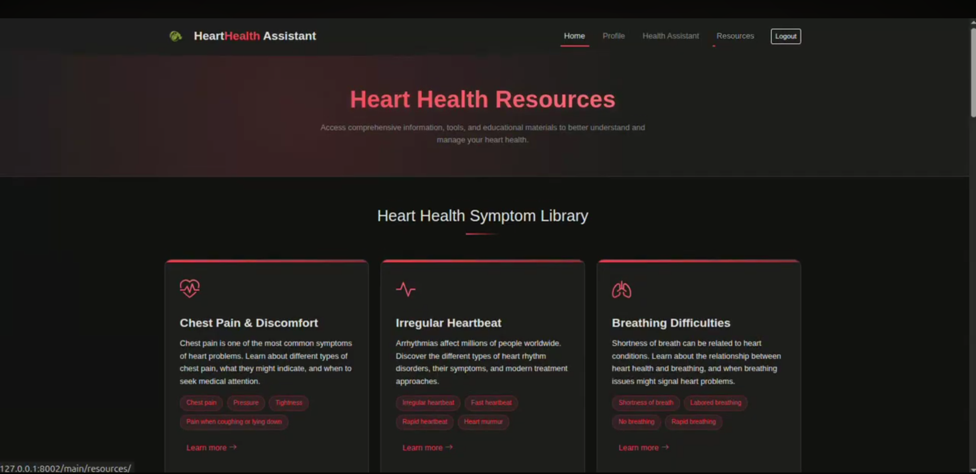 Screenshot 2 of Heart Disease Prediction and Symptom Analysis System