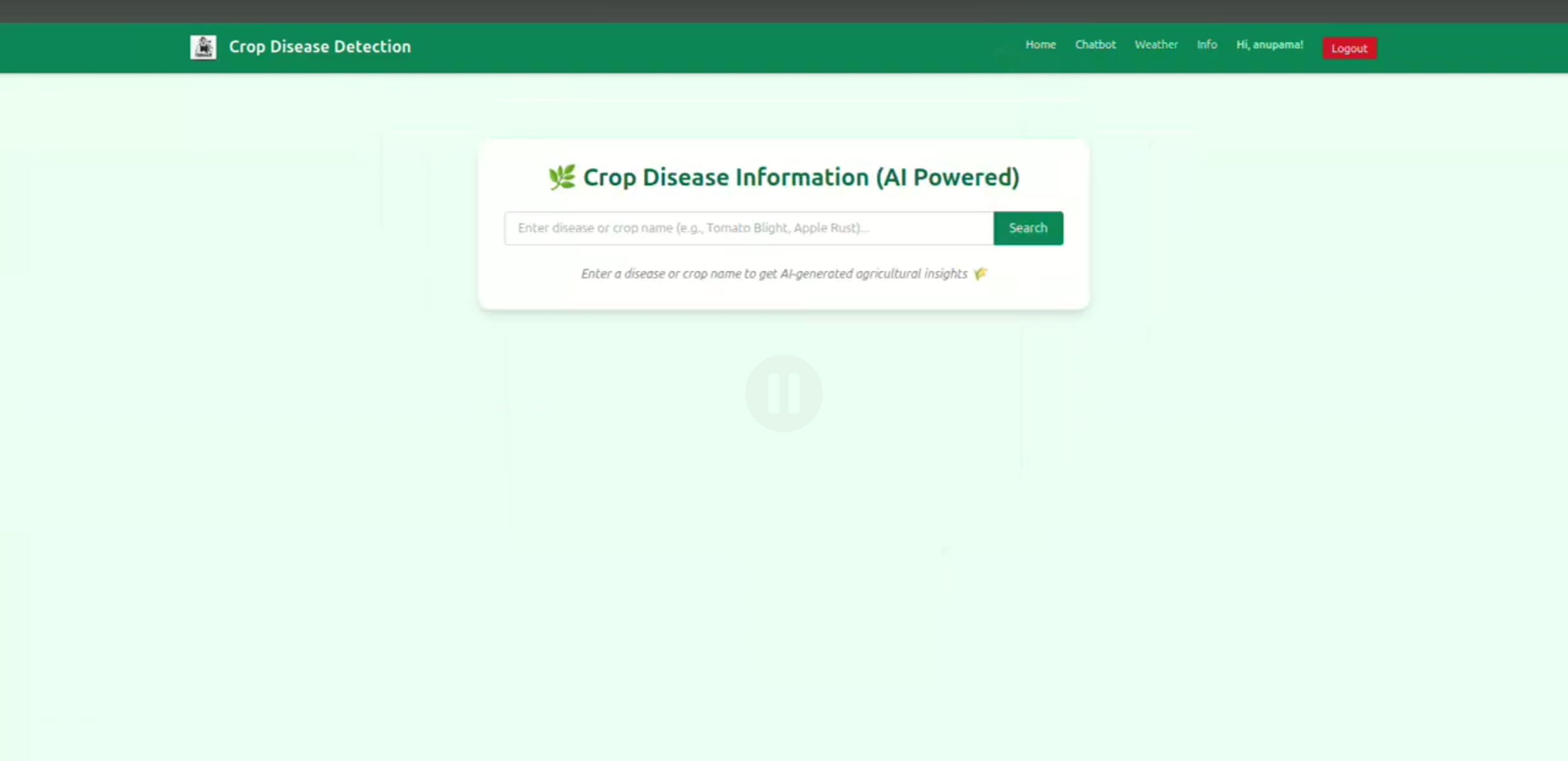 Screenshot 1 of AgriVision AI – Intelligent Crop Disease Detection and Smart Farming Assistant