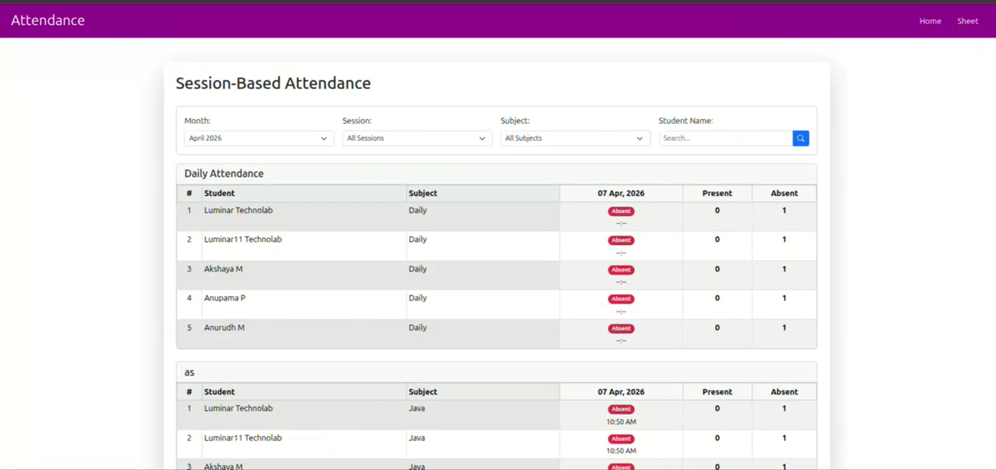 Screenshot 2 of FaceTrack – Facial Recognition Attendance Management System