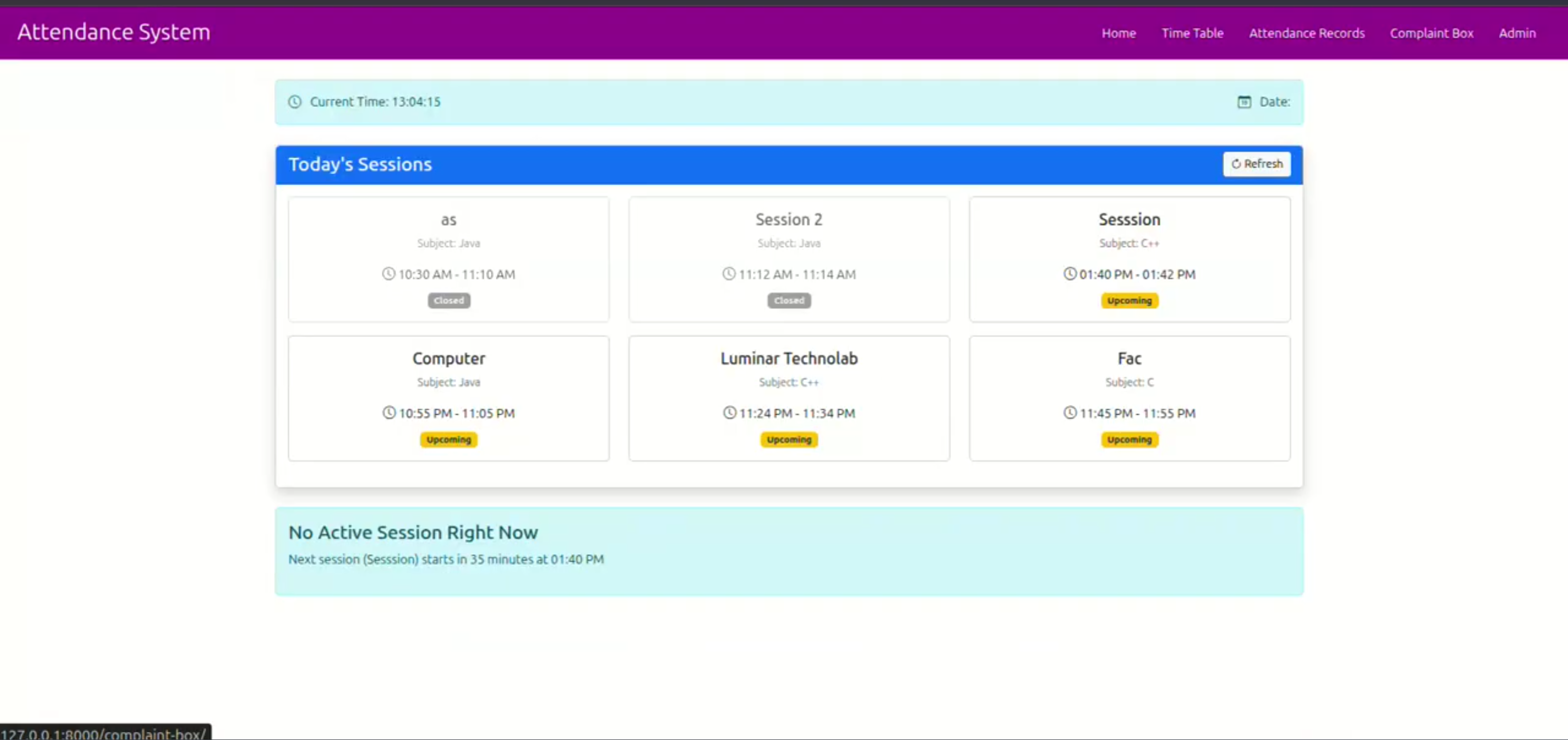 Screenshot 1 of FaceTrack – Facial Recognition Attendance Management System