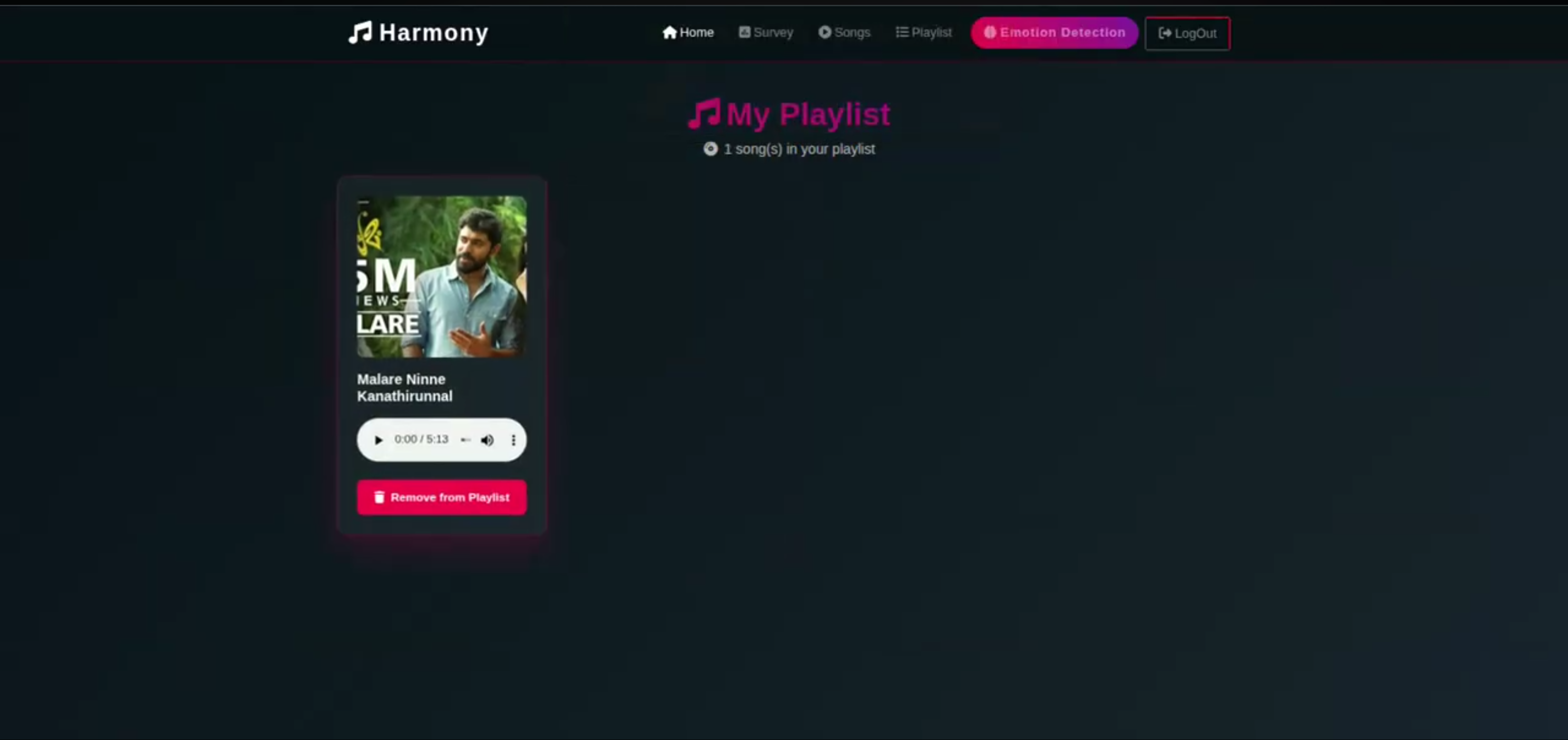 Screenshot 1 of MoodTunes - Emotion-Based Music Recommendation System