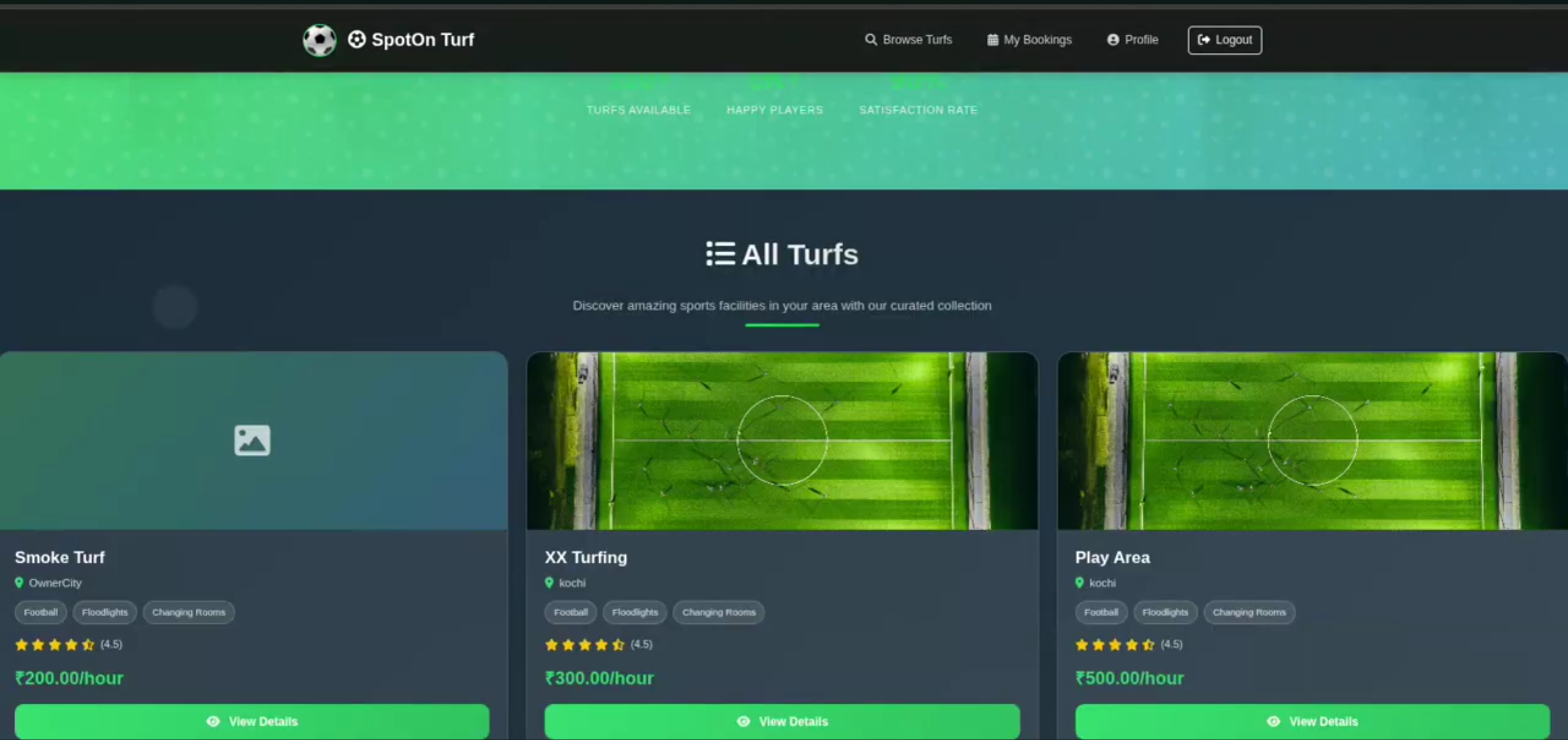 Screenshot 2 of TurfBook – Smart Turf Booking and Sports Facility Management System