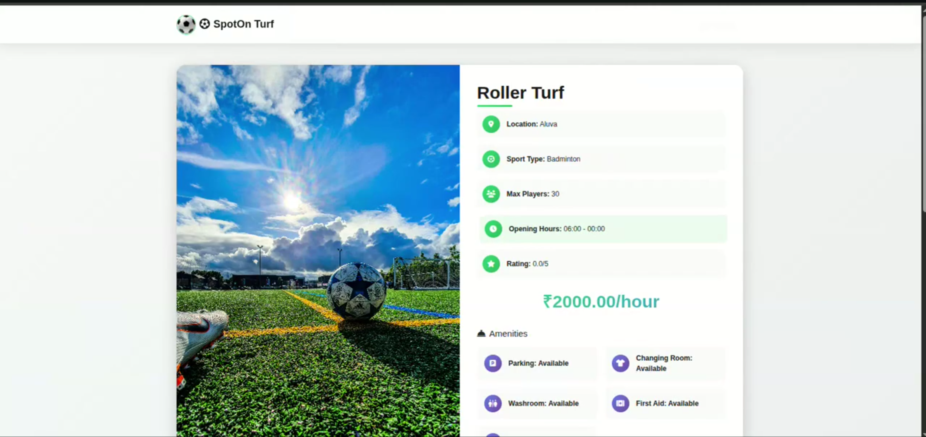 Screenshot 1 of TurfBook – Smart Turf Booking and Sports Facility Management System