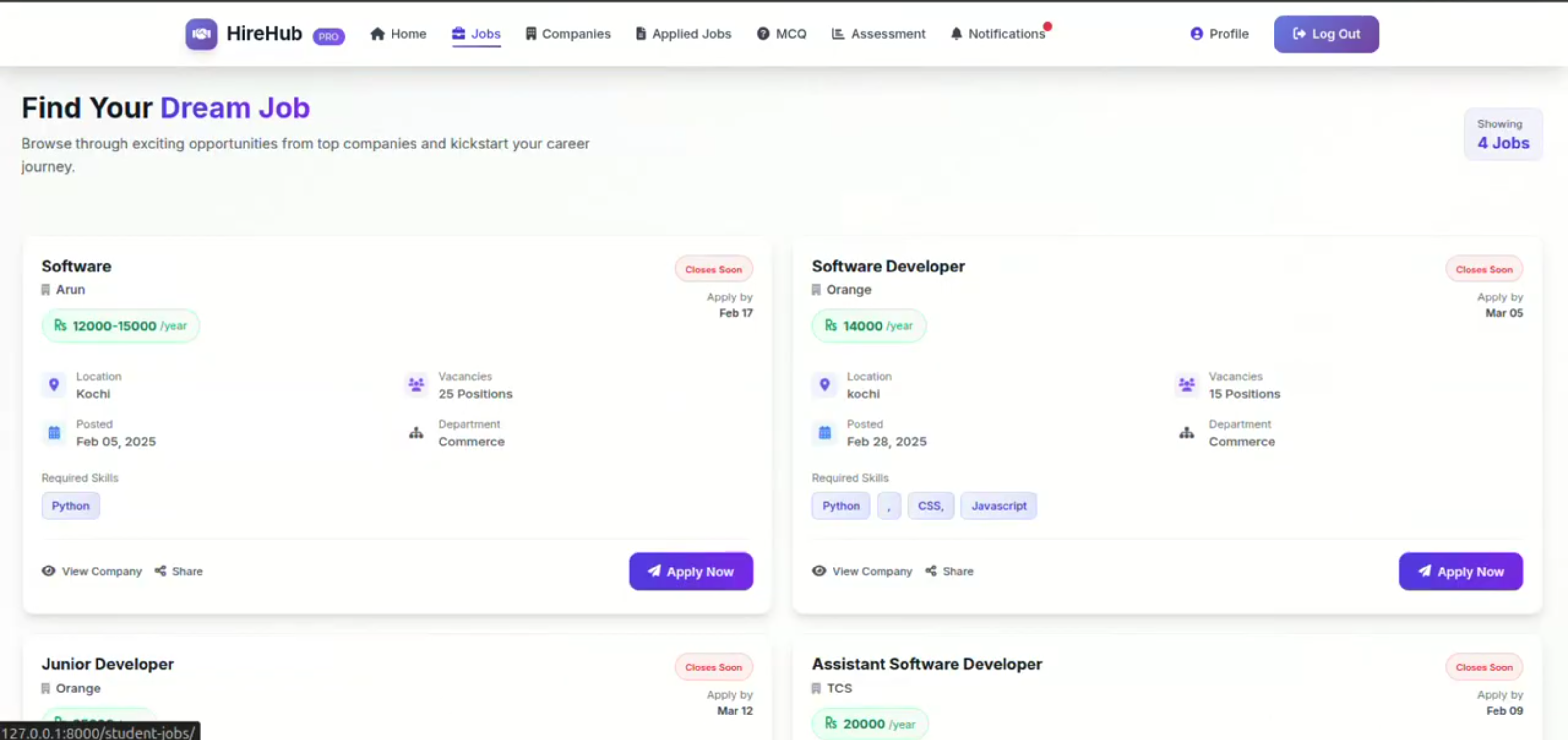 Screenshot 3 of HireHub –Campus Recruitment and Placement Management System