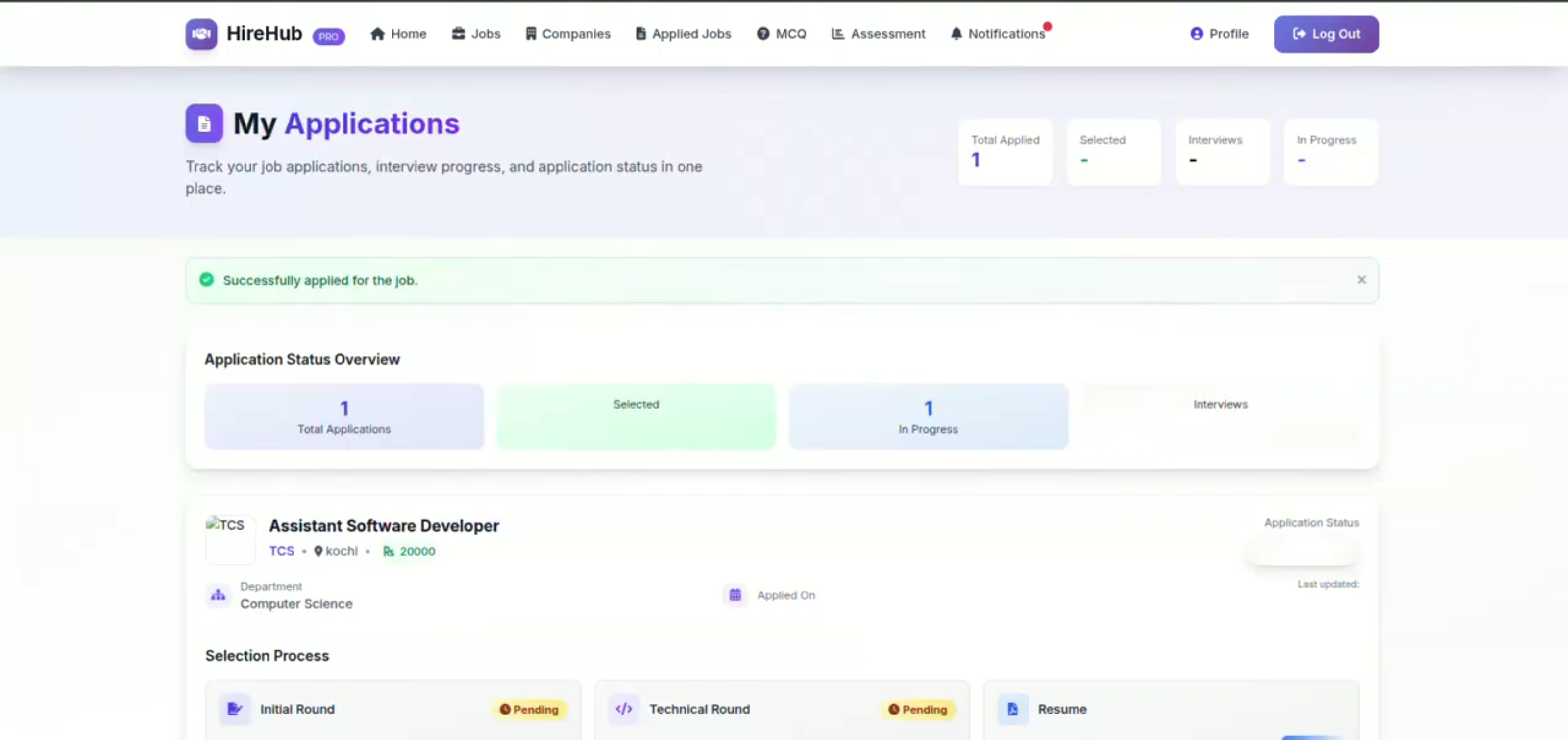 Screenshot 1 of HireHub –Campus Recruitment and Placement Management System