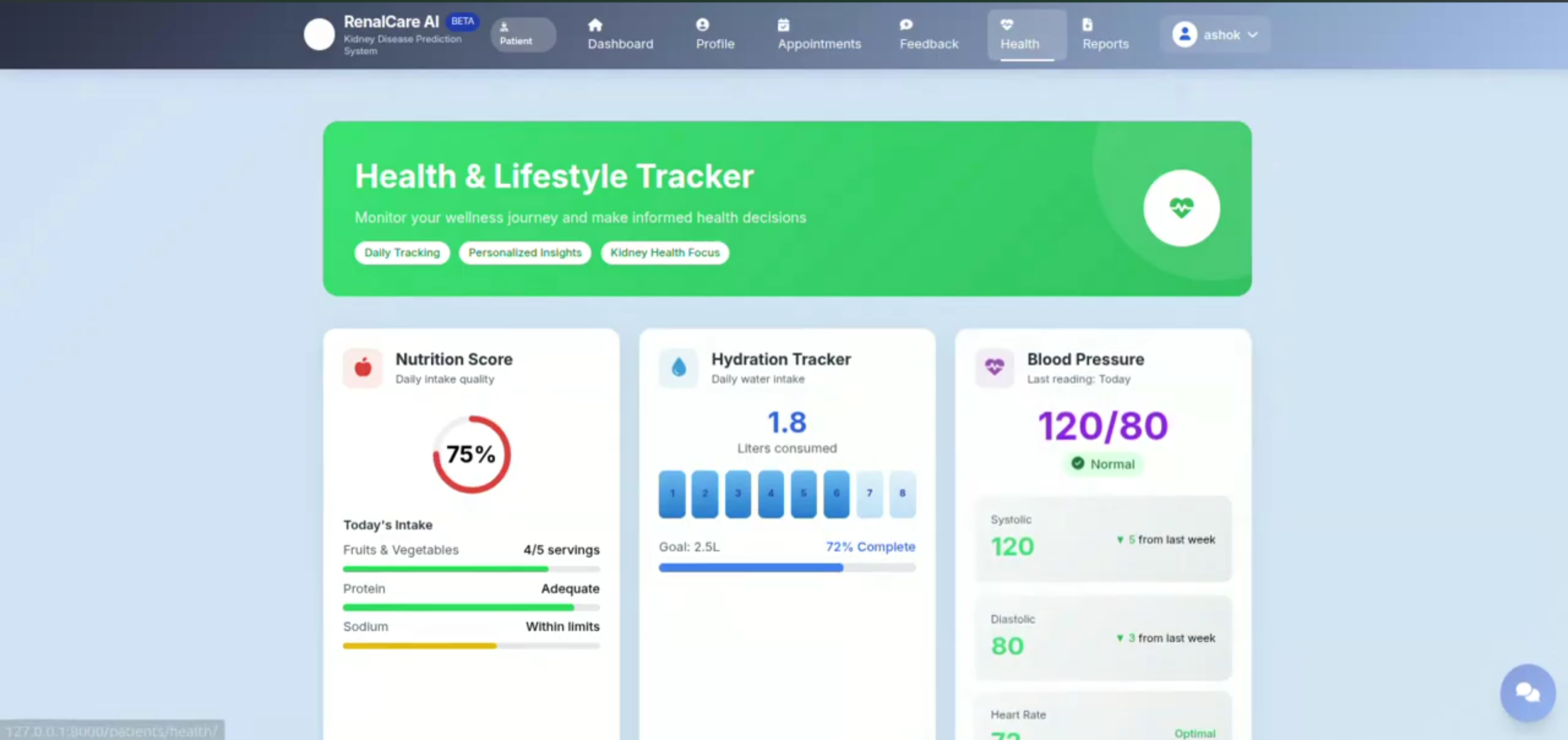 Screenshot 1 of NephroCare AI – Kidney Disease Prediction and Patient Management System