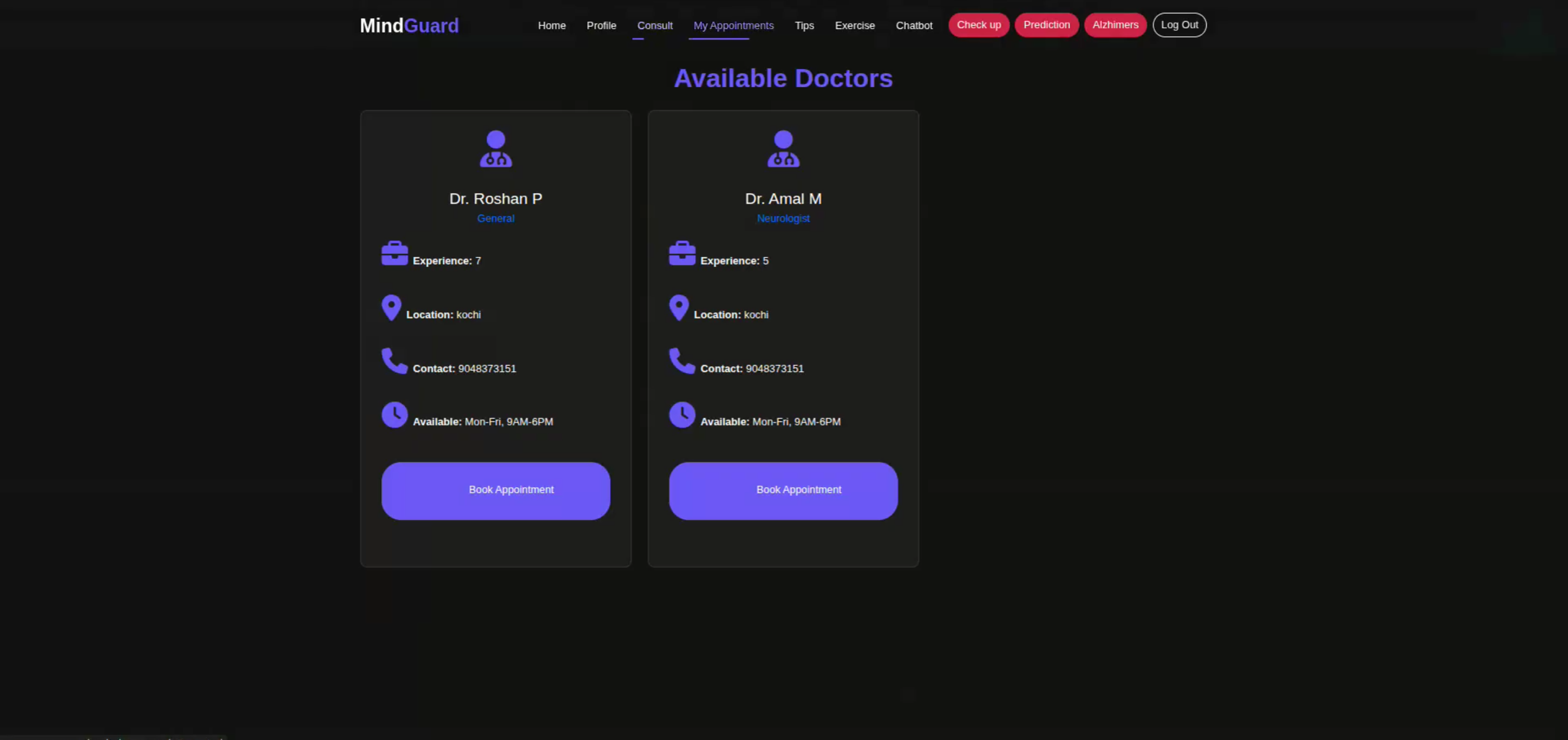 Screenshot 5 of MindGuard – AI-Powered Alzheimer's Disease Prediction and Doctor Consultation System