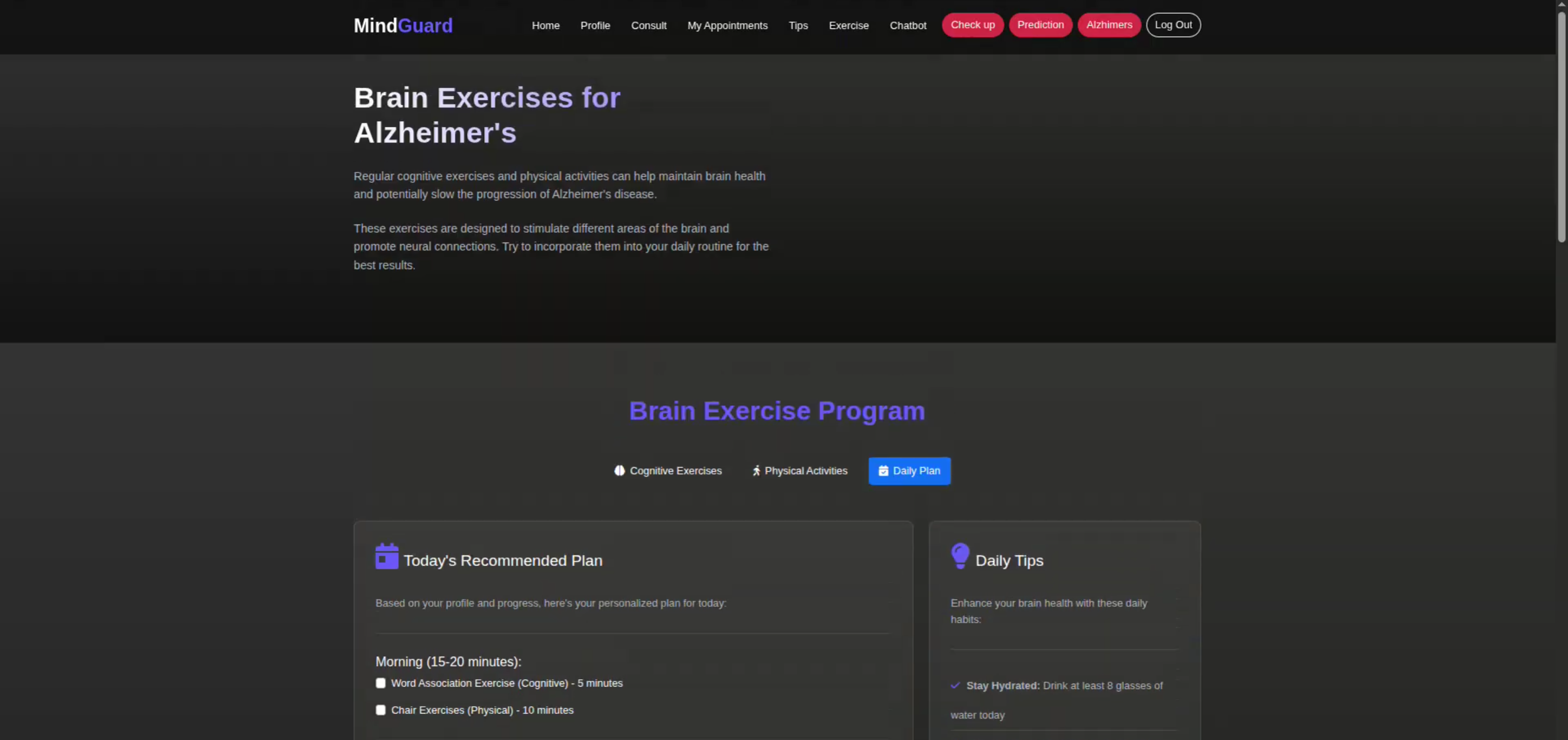 Screenshot 2 of MindGuard – AI-Powered Alzheimer's Disease Prediction and Doctor Consultation System