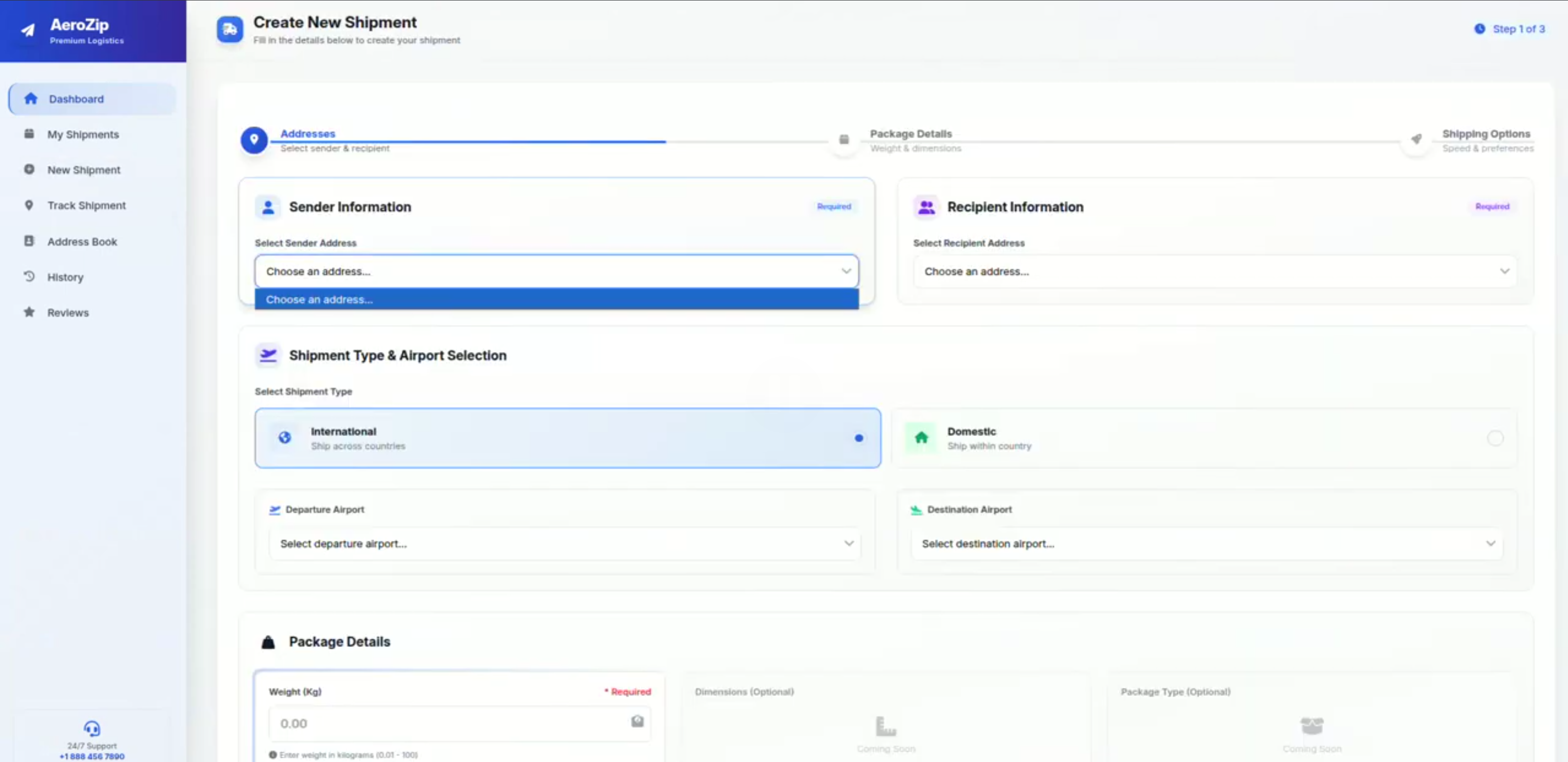 Screenshot 1 of Air Cargo and Shipment Management System