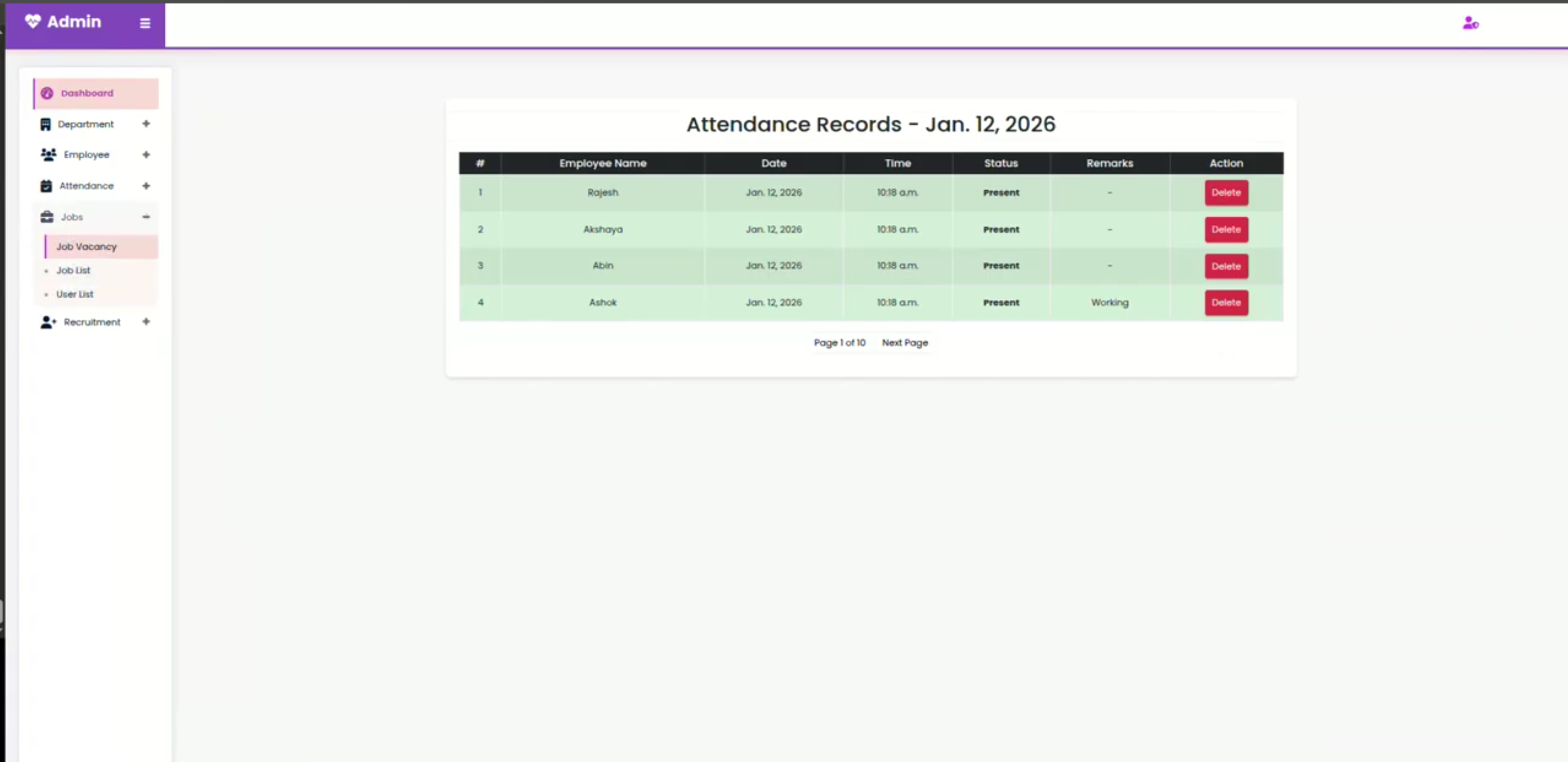 Screenshot 3 of Employee Management and Recruitment System