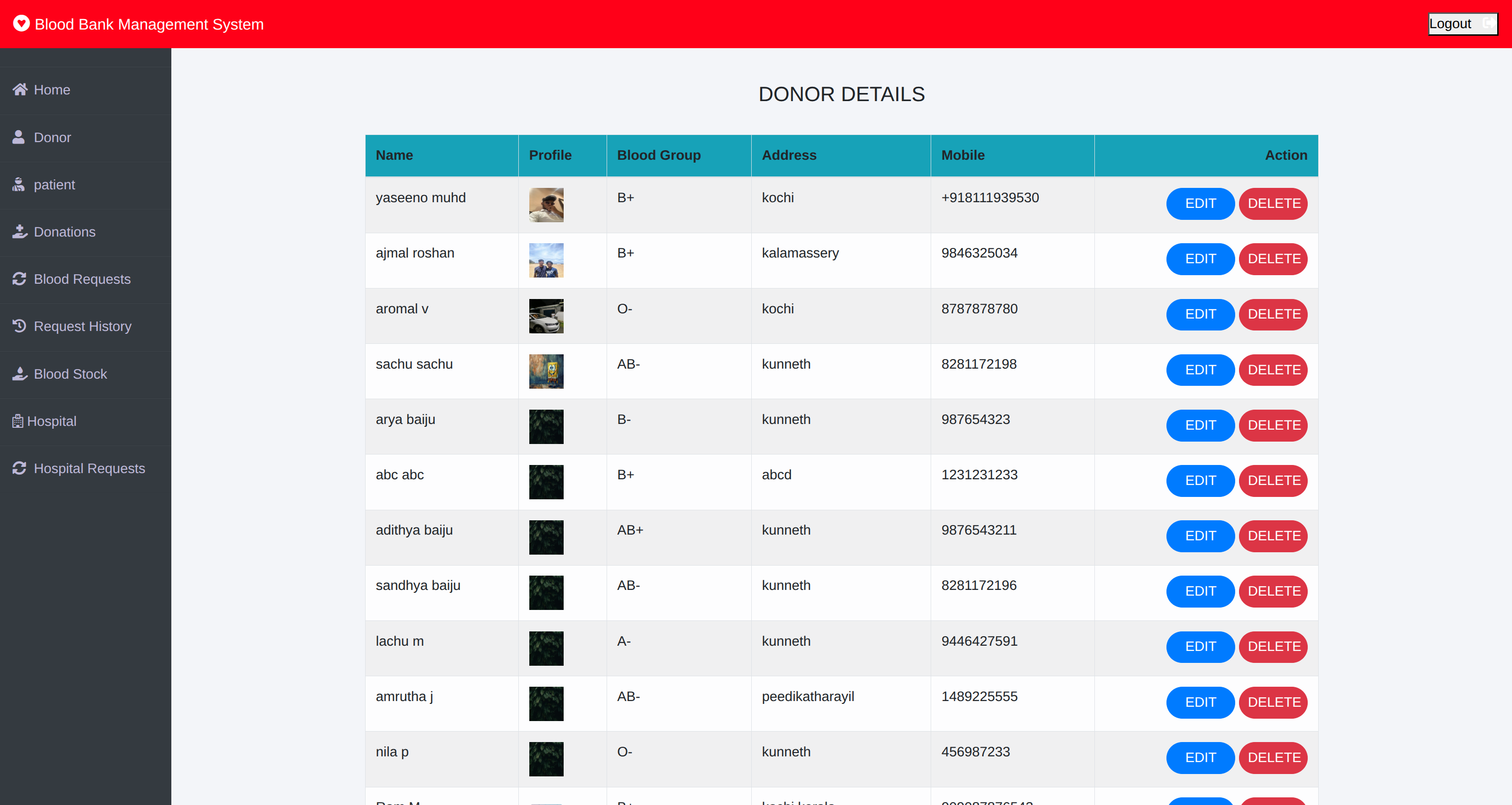 Screenshot 2 of Blood Bank and Hospital Blood Request Management System