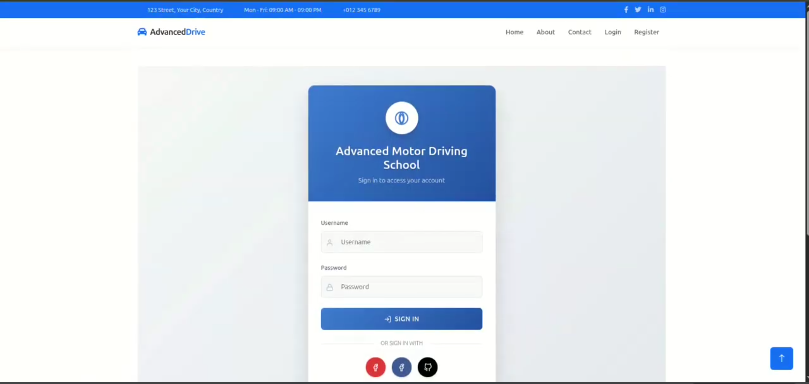 Screenshot 1 of Advanced Motor Driving School Management System