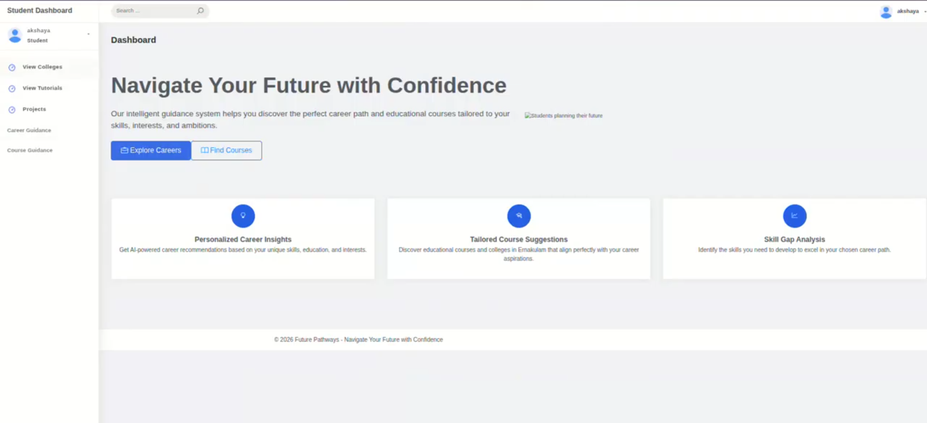Screenshot 1 of Career Guidance and College Recommendation System