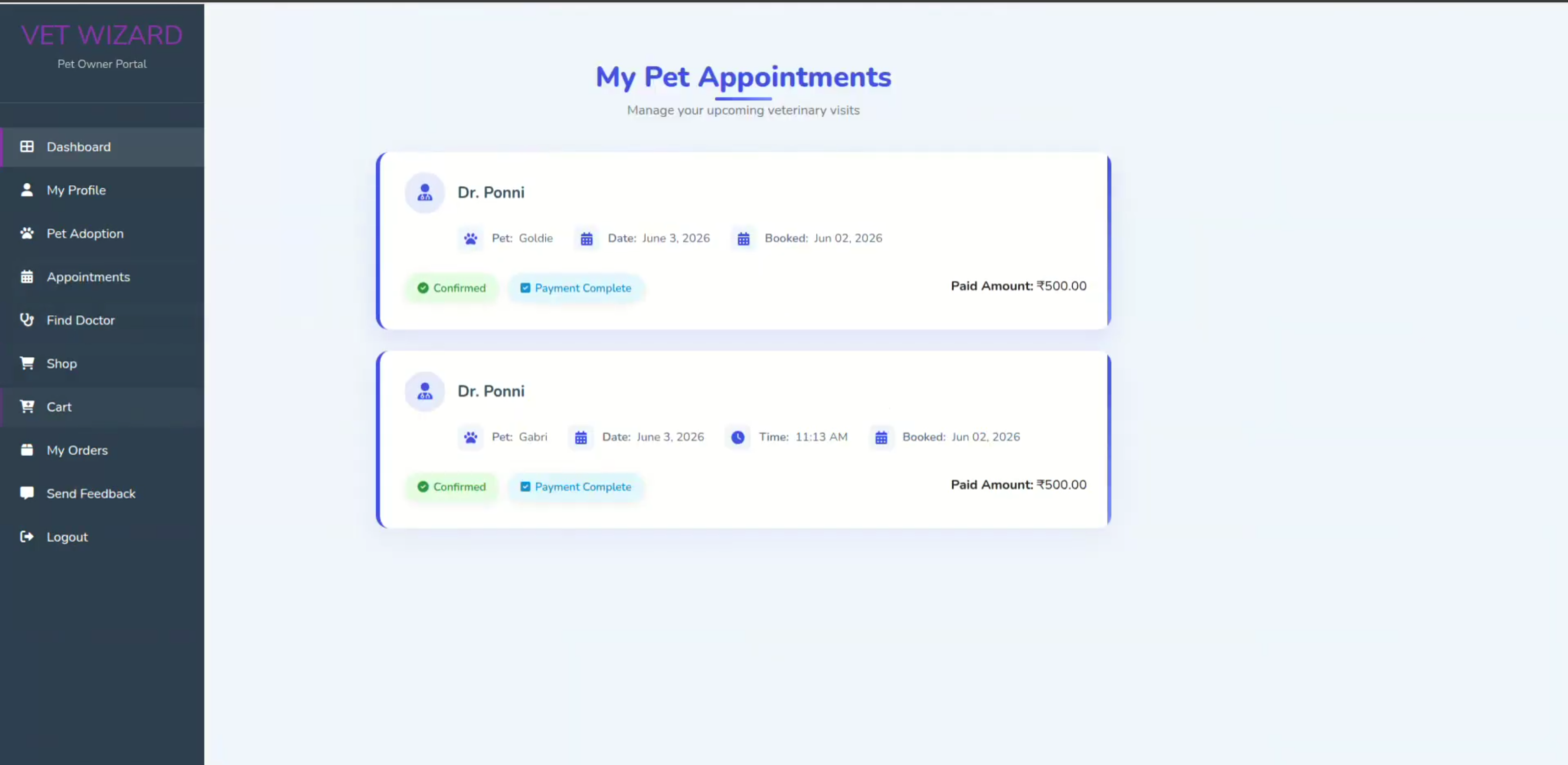 Screenshot 2 of Vetinary Appoinment System