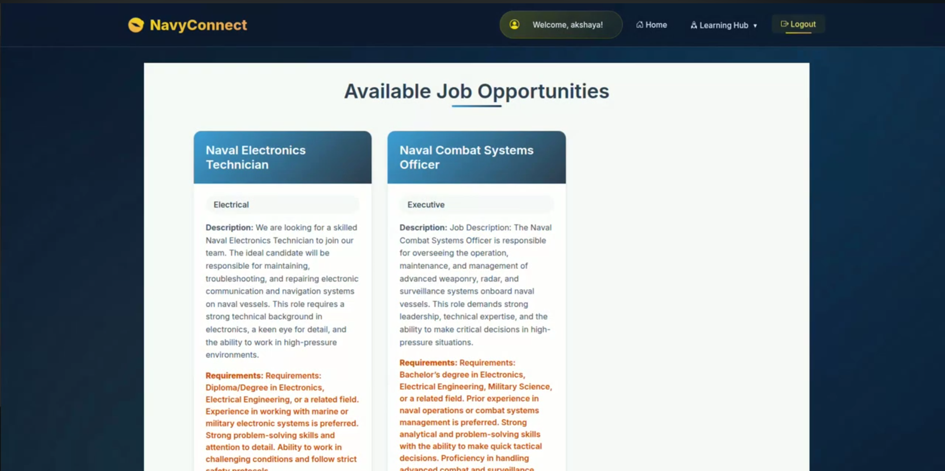 Screenshot 1 of Veteran Guidance and Career Preparation Portal for Defence Aspirants
