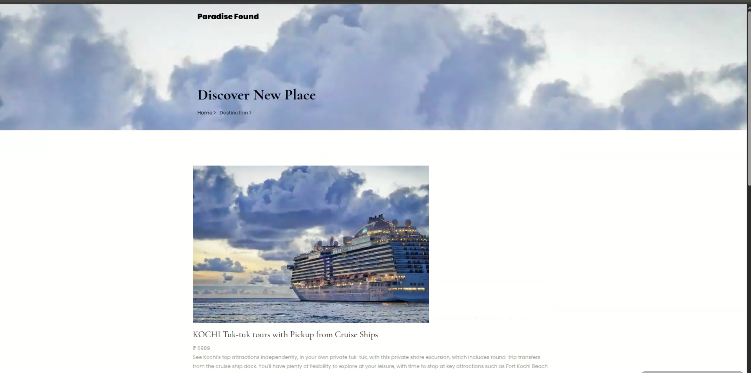Screenshot 1 of Paradise Found – Smart Travel & Tour Package Management System